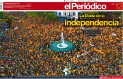 Portada de El Periódico de Catalunya al día siguiente la multitudinaria manifestación del 11 de septiembre en Barcelona.